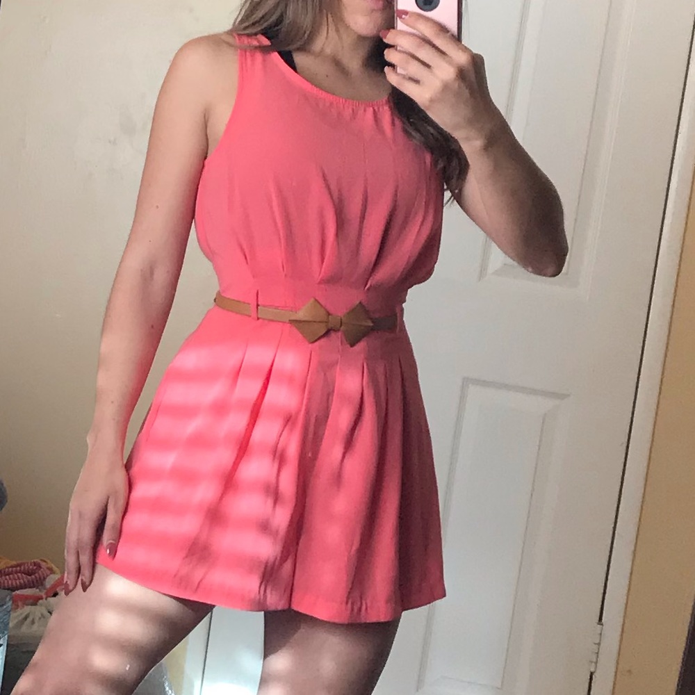 Forever 21 coral belted romper